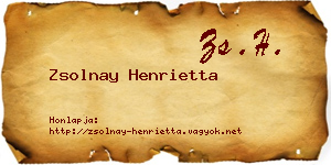 Zsolnay Henrietta névjegykártya
